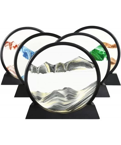 Omaiyoupin-Round Glass 3D Deep Sea Sand Art Moving Sand Art Decor (Ocean Heart)-(Black 7") $33.62 Craft Kits