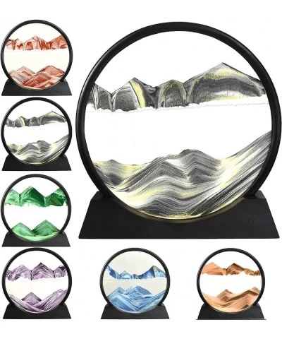 Omaiyoupin-Round Glass 3D Deep Sea Sand Art Moving Sand Art Decor (Ocean Heart)-(Black 7") $33.62 Craft Kits