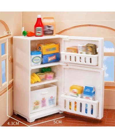 21 Pcs Mini House Miniature Refrigerator with Mini Food Set Mini Kitchen Furniture Fridge Decorations Miniature Food with Jui...