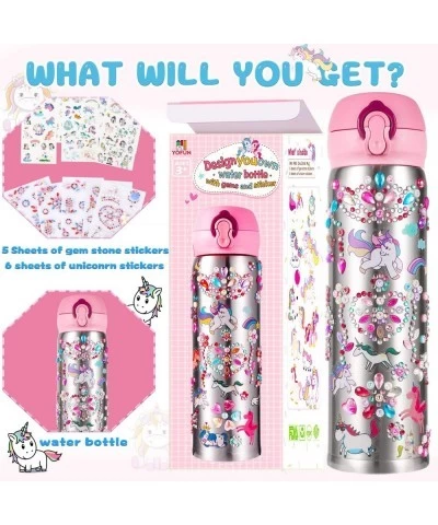 Decorate Your Own Water Bottle with 11 Sheets of Unicorn Stickers & Glitter Gems Craft Kit & Art Kit for Children Gift for Gi...