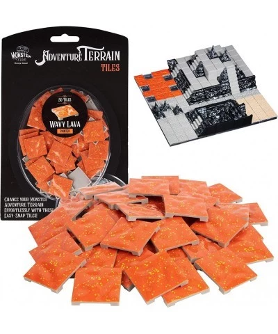 Monster Adventure Terrain- 50pc Wavy Lava Tile Expansion Pack- Hand-Painted 1x1” Tile Set- Easy Snap Creates Amazing Tabletop...