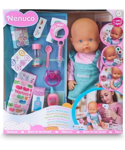 are You Sick Soft Doll with Thermometer Medicine with Spoon Vaccine Colored Band-Aids Spray Bottle 14" Doll $75.53 Dolls