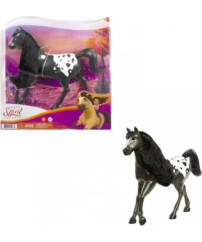 Herd Horse (Approx. 8-in) Moving Head  Black Pinto with Long Black Mane & Playful Stance Great Gift for Horse Fans Ages 3 Yea...