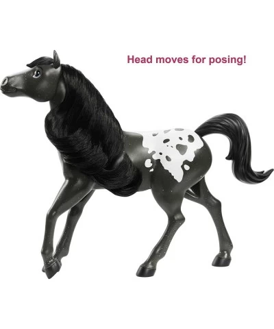 Herd Horse (Approx. 8-in) Moving Head  Black Pinto with Long Black Mane & Playful Stance Great Gift for Horse Fans Ages 3 Yea...