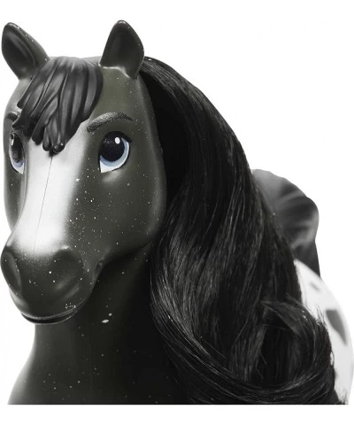 Herd Horse (Approx. 8-in) Moving Head  Black Pinto with Long Black Mane & Playful Stance Great Gift for Horse Fans Ages 3 Yea...