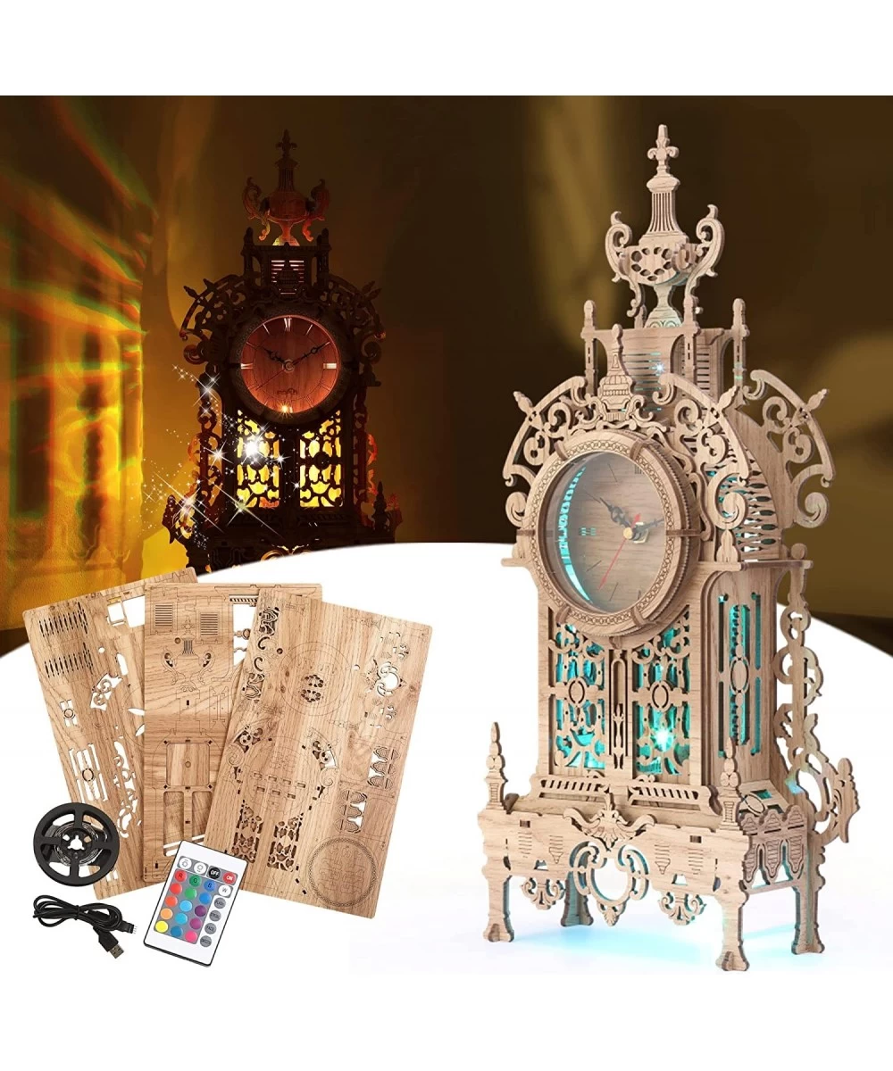 3D Wood Puzzle LED Tower Clock Model 3D Puzzle Building Model Desktop Clock Model DIY Architectural Building Blocks (LED-TC01...