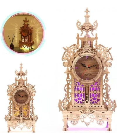 3D Wood Puzzle LED Tower Clock Model 3D Puzzle Building Model Desktop Clock Model DIY Architectural Building Blocks (LED-TC01...