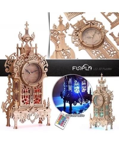 3D Wood Puzzle LED Tower Clock Model 3D Puzzle Building Model Desktop Clock Model DIY Architectural Building Blocks (LED-TC01...