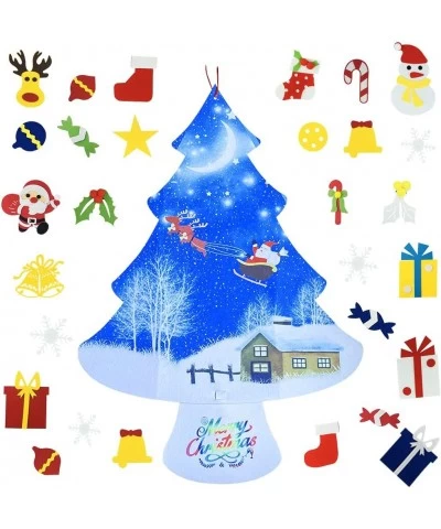 3.4ft Felt Christmas Tree Set for Toddlers Kids DIY Christmas Trees Decoration Kits with 30pcs Detachable Ornaments for Kids ...