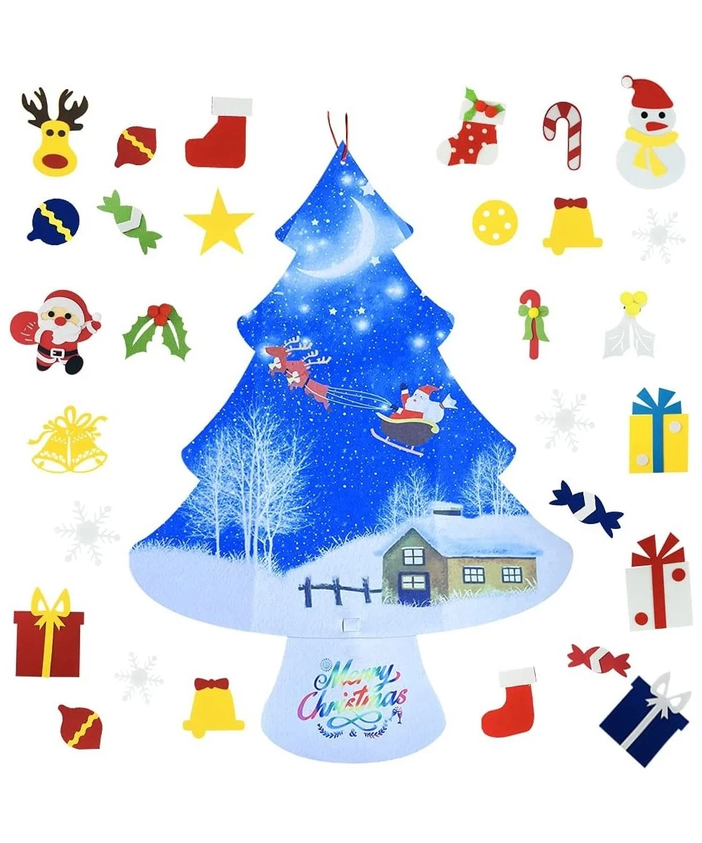 3.4ft Felt Christmas Tree Set for Toddlers Kids DIY Christmas Trees Decoration Kits with 30pcs Detachable Ornaments for Kids ...