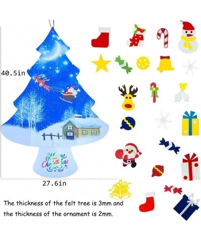 3.4ft Felt Christmas Tree Set for Toddlers Kids DIY Christmas Trees Decoration Kits with 30pcs Detachable Ornaments for Kids ...