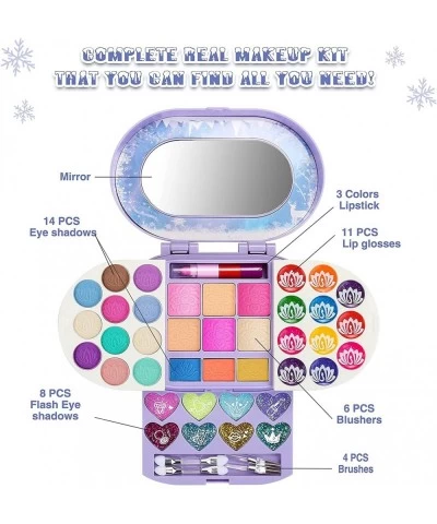 Kids Makeup Kit for Girls Washable Real Makeup Set for Little Girls Fold Out Makeup Palette with Mirror and Secure Close - Sa...