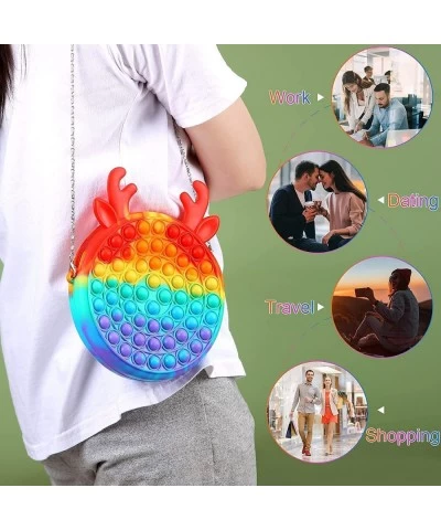 Pop Fidget Bag Toy Rainbow Fashion Shoulder Bag for Girl Popping it Squeeze Fidget Bag Toy Relieve Stress for Kids and Adults...