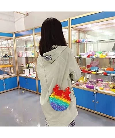 Pop Fidget Bag Toy Rainbow Fashion Shoulder Bag for Girl Popping it Squeeze Fidget Bag Toy Relieve Stress for Kids and Adults...