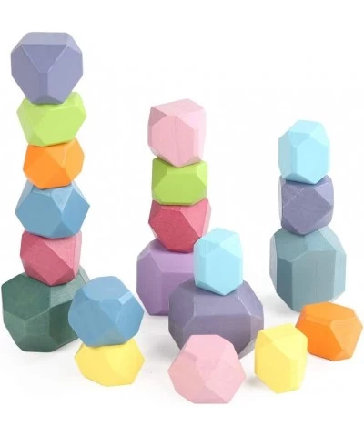 20pcs Baby Wooden Blocks Toys for Girls Toys for Kids 3 Years Old Toys Wooden Toys for Toddlers Stone Blocks Colorful Rainbow...