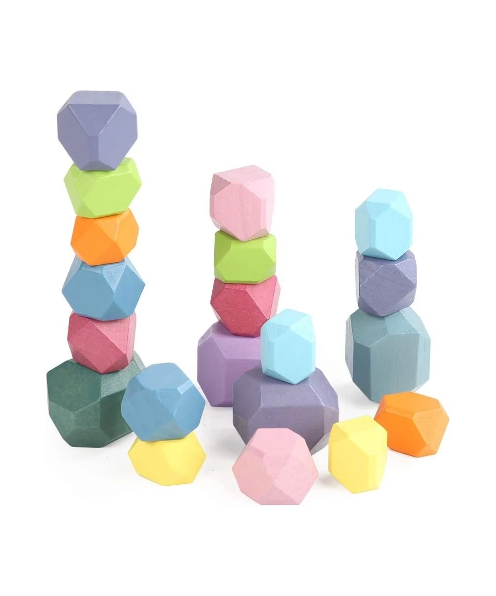 20pcs Baby Wooden Blocks Toys for Girls Toys for Kids 3 Years Old Toys Wooden Toys for Toddlers Stone Blocks Colorful Rainbow...