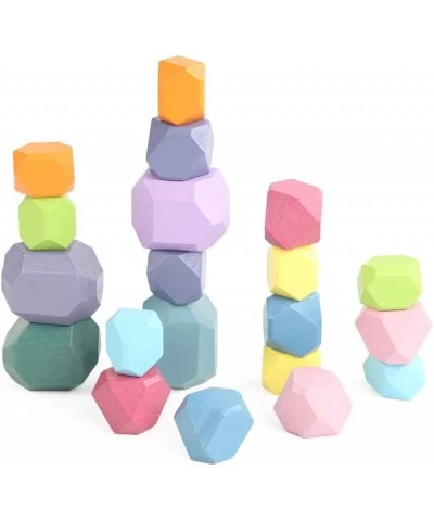 20pcs Baby Wooden Blocks Toys for Girls Toys for Kids 3 Years Old Toys Wooden Toys for Toddlers Stone Blocks Colorful Rainbow...