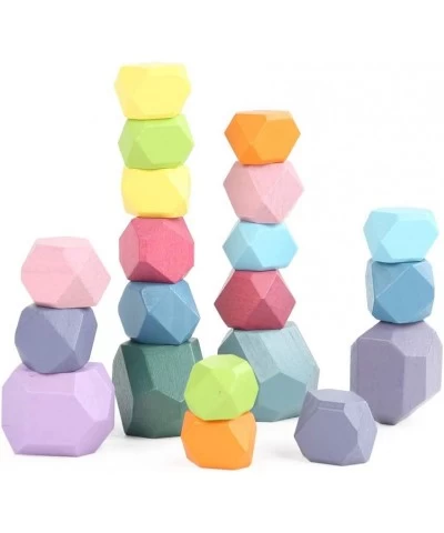 20pcs Baby Wooden Blocks Toys for Girls Toys for Kids 3 Years Old Toys Wooden Toys for Toddlers Stone Blocks Colorful Rainbow...