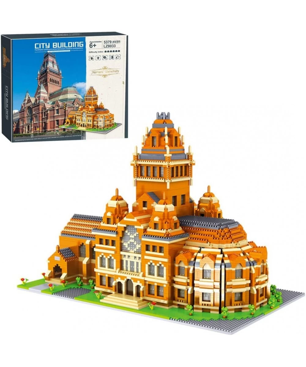 5379Pcs Famous University Architecture Harvard University Miniature Building Bricks Model Set DIY Micro Particle Assembly Con...