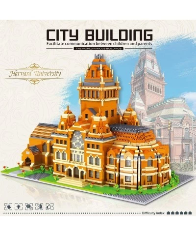 5379Pcs Famous University Architecture Harvard University Miniature Building Bricks Model Set DIY Micro Particle Assembly Con...