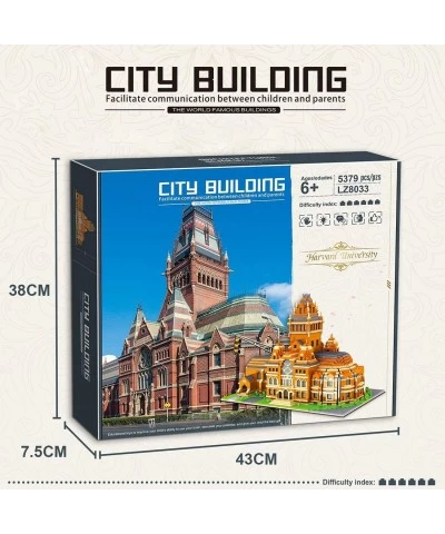 5379Pcs Famous University Architecture Harvard University Miniature Building Bricks Model Set DIY Micro Particle Assembly Con...