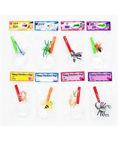 28 Packs Valentines Day Insect Bugs Figures Toys with Magnifiers and Valentine Greeting Cards for Kids Party Favors Classroom...