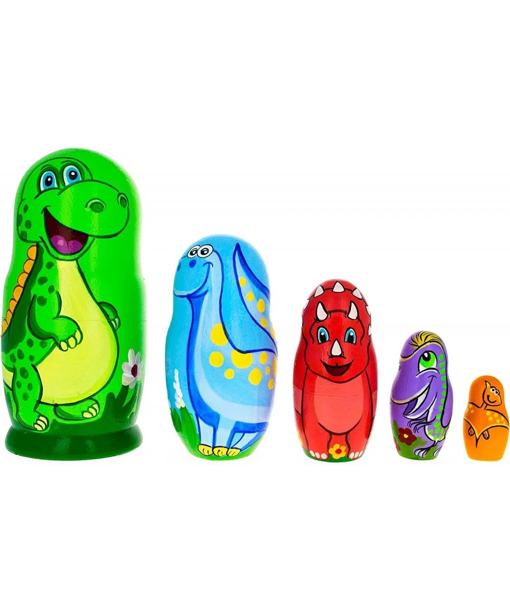 Set of 5 Dinosaurs Wooden Nesting Dolls 6 Inches $68.39 Nesting Dolls