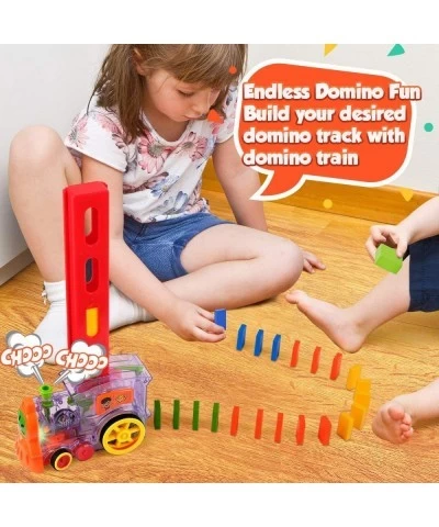 Automatic Domino Train Model with Light Domino Blocks Building Stacking Toy Stacker Game STEM Creative Gift for 3 4 5 6 7 Yea...