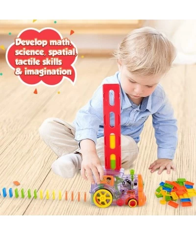 Automatic Domino Train Model with Light Domino Blocks Building Stacking Toy Stacker Game STEM Creative Gift for 3 4 5 6 7 Yea...