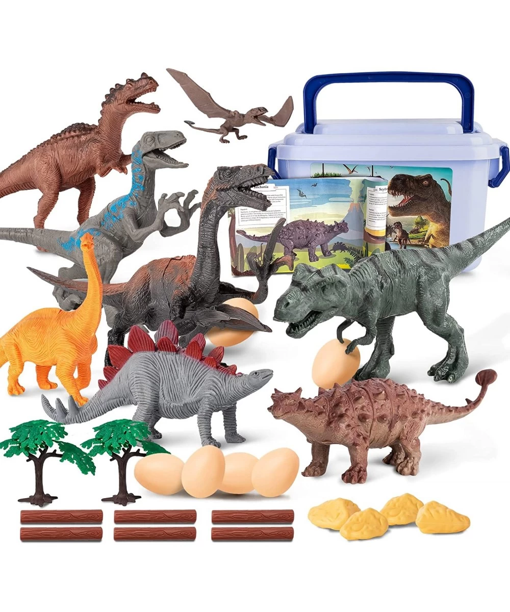 Dinosaur Toys for kids with Dinosaur Theme Booklet Eggs Trees - 8 Realistic Dinosaur Figures Including T-Rex Triceratops Velo...