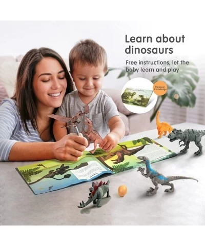 Dinosaur Toys for kids with Dinosaur Theme Booklet Eggs Trees - 8 Realistic Dinosaur Figures Including T-Rex Triceratops Velo...