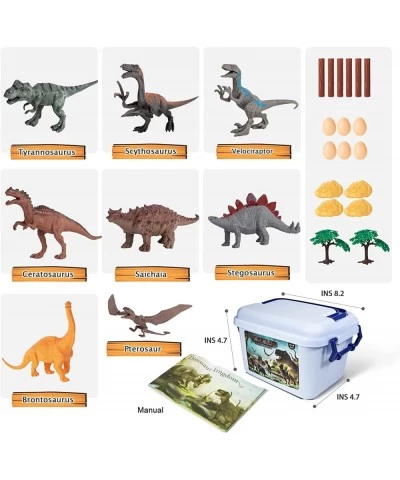 Dinosaur Toys for kids with Dinosaur Theme Booklet Eggs Trees - 8 Realistic Dinosaur Figures Including T-Rex Triceratops Velo...