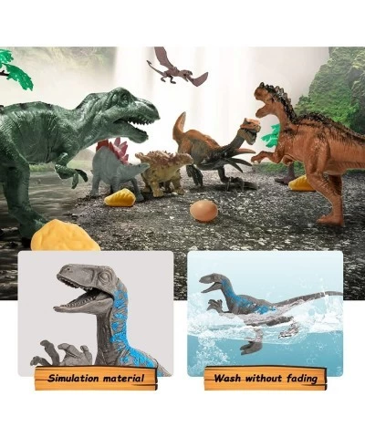 Dinosaur Toys for kids with Dinosaur Theme Booklet Eggs Trees - 8 Realistic Dinosaur Figures Including T-Rex Triceratops Velo...