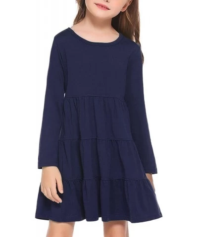 Girl Long Sleeve Dress Tiered Ruffle Swing Tunic Shirt Dress $43.25 Kids' Costumes