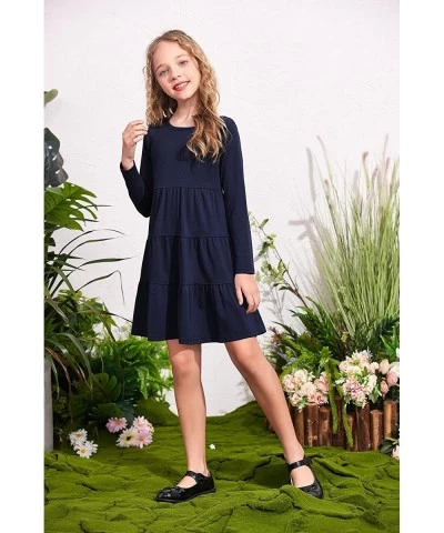 Girl Long Sleeve Dress Tiered Ruffle Swing Tunic Shirt Dress $43.25 Kids' Costumes