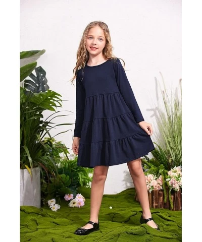 Girl Long Sleeve Dress Tiered Ruffle Swing Tunic Shirt Dress $43.25 Kids' Costumes