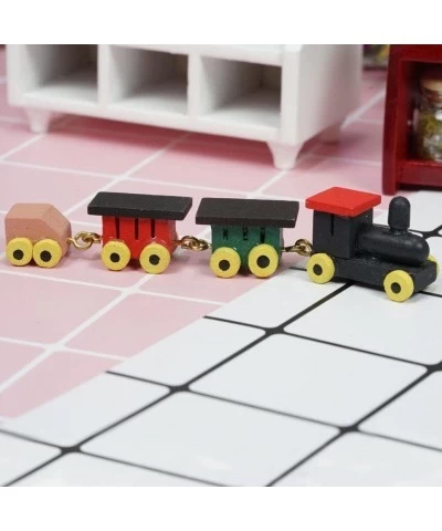 1:12 Miniaturas Wooden Small Train Set Children's Bedroom Toy Furniture Dollhouse Decor Child Toys for 1:12 Dollhouse Decorat...