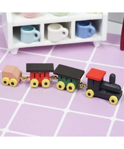 1:12 Miniaturas Wooden Small Train Set Children's Bedroom Toy Furniture Dollhouse Decor Child Toys for 1:12 Dollhouse Decorat...