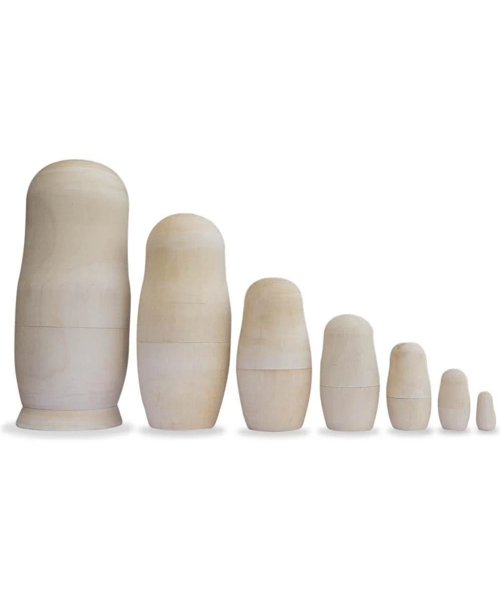 Set of 7 Unpainted Blank Wooden Nesting Dolls 6.75 Inches $48.90 Nesting Dolls