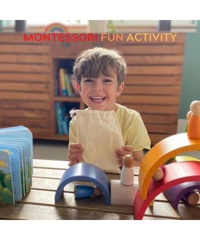 Wooden Toys Rainbow Stacking Toy Montessori Building Blocks for Toddler Age 3-4 Years Old Open Ended Preschool Activity Educa...