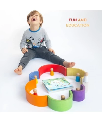 Wooden Toys Rainbow Stacking Toy Montessori Building Blocks for Toddler Age 3-4 Years Old Open Ended Preschool Activity Educa...