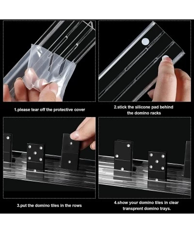 8 Pieces Acrylic Domino Racks Acrylic Domino Trays Holders Acrylic Domino Holders Organizer Tray Acrylic Racks for Mexican Tr...