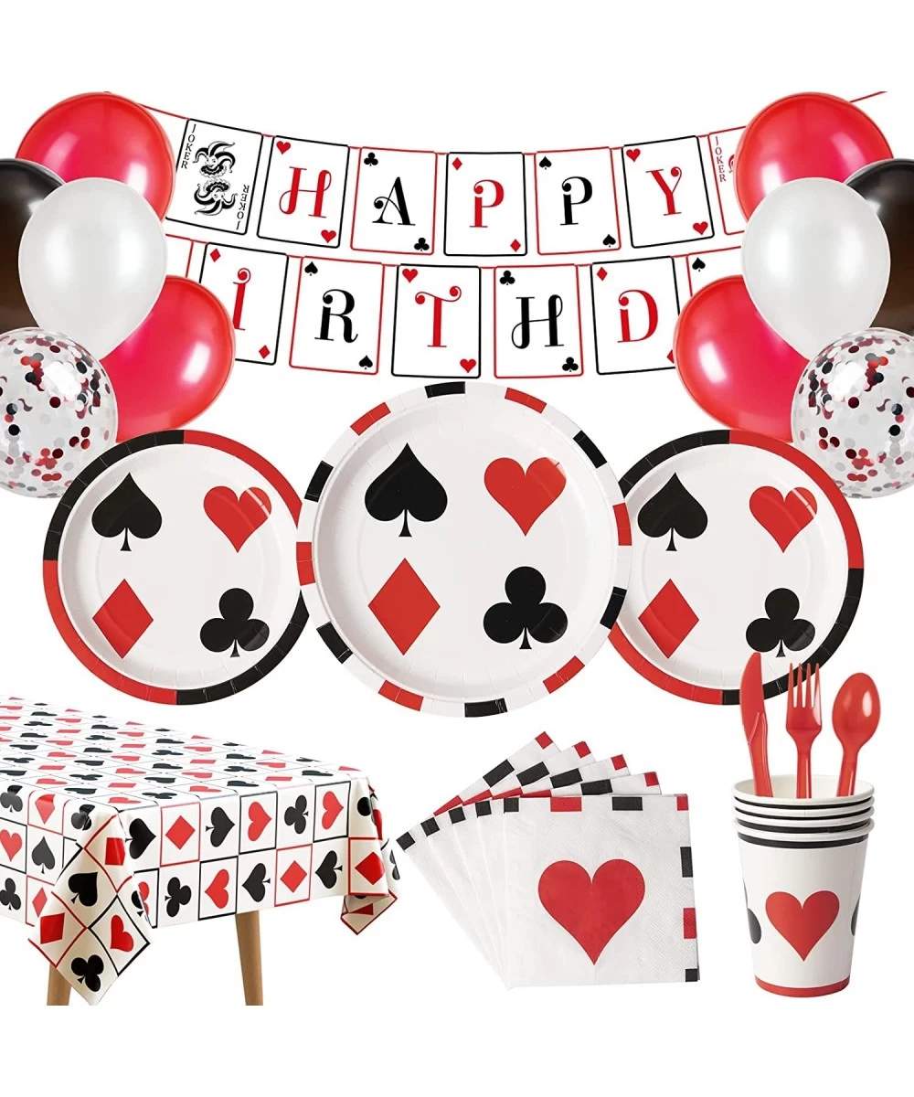 Poker Party Decorations Casino Theme Party Supplies Serves 16 Includes Tablecloth Balloons Banner Hanging Swirls Plates and N...