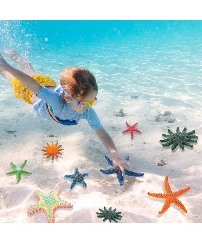 12 Pcs Starfish Pool Toys Beach Toys Colorful Big Diving Toys Artificial Realistic Pool Diving Toys Plastic Starfish Decor fo...