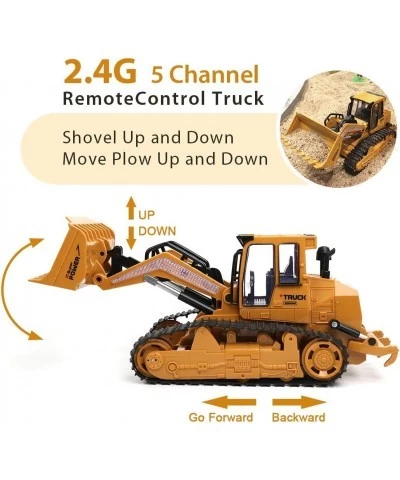 5 Channel RC Bulldozer Remote Control Excavator Full Functional Front Loader Construction Vehicles Toy with 2.4Ghz Transmitte...