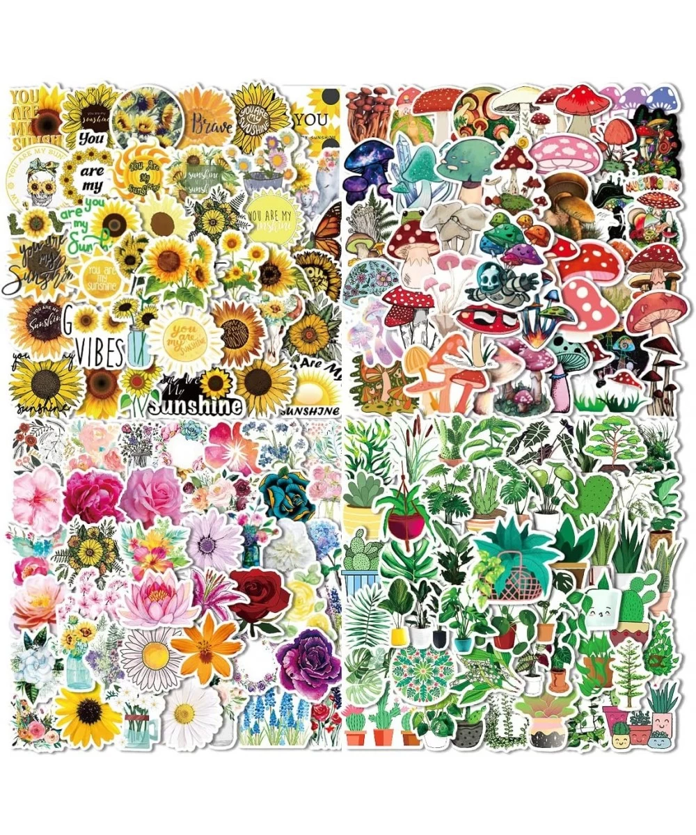 200 Pcs Flower Sunflower Green Leaf Mushroom Stickers VSCO Stickers Pack Waterproof Vinyl for Water Bottle Laptop Phone Skate...