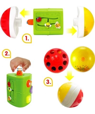 3 in 1 Roll & Learn Activity Center for Baby and Rattle Ball Toy. Infant Learning Activity Center Toy with Colorful Lights an...