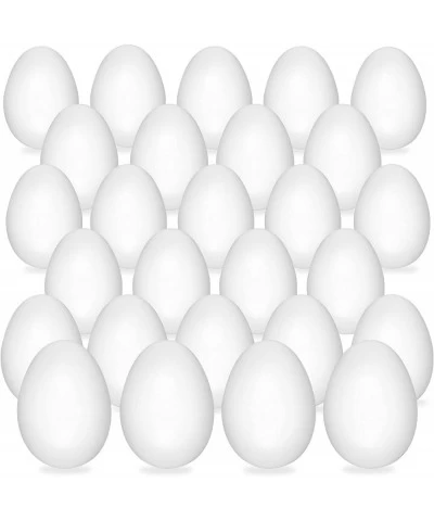 Elcoho 30 Packs Unfinished Wooden Easter Eggs Unpainted Easter Eggs Toys Mini DIY Fake Art Craft Eggs with Brushes and Paints...