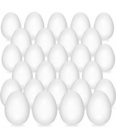 Elcoho 30 Packs Unfinished Wooden Easter Eggs Unpainted Easter Eggs Toys Mini DIY Fake Art Craft Eggs with Brushes and Paints...