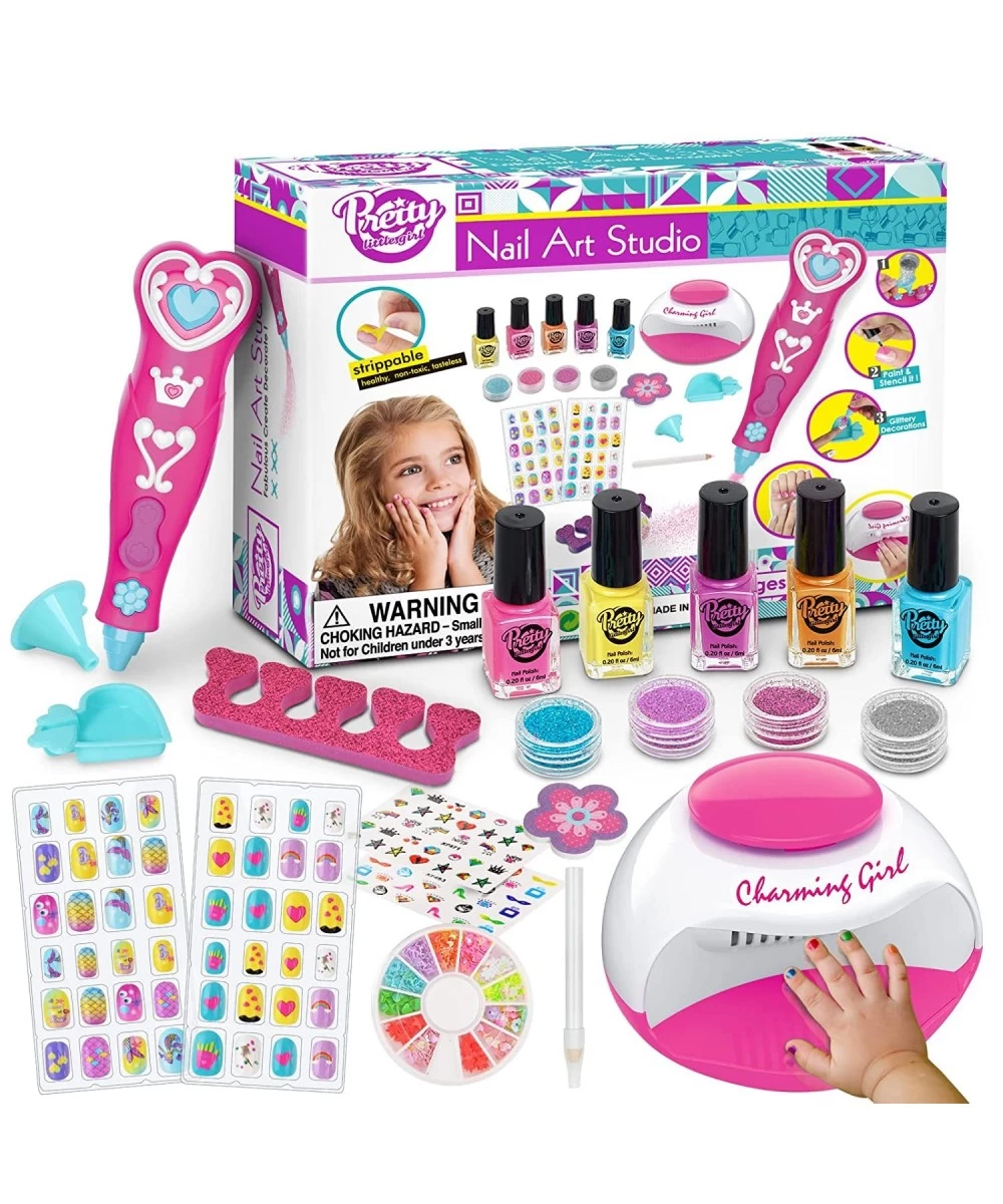 Kids Nail Polish Set for Girls Nail Art Kits with Nail Dryer & Glitter Nail Pen Quick Dry & Peel Off & Non-Toxic Nail Polish ...